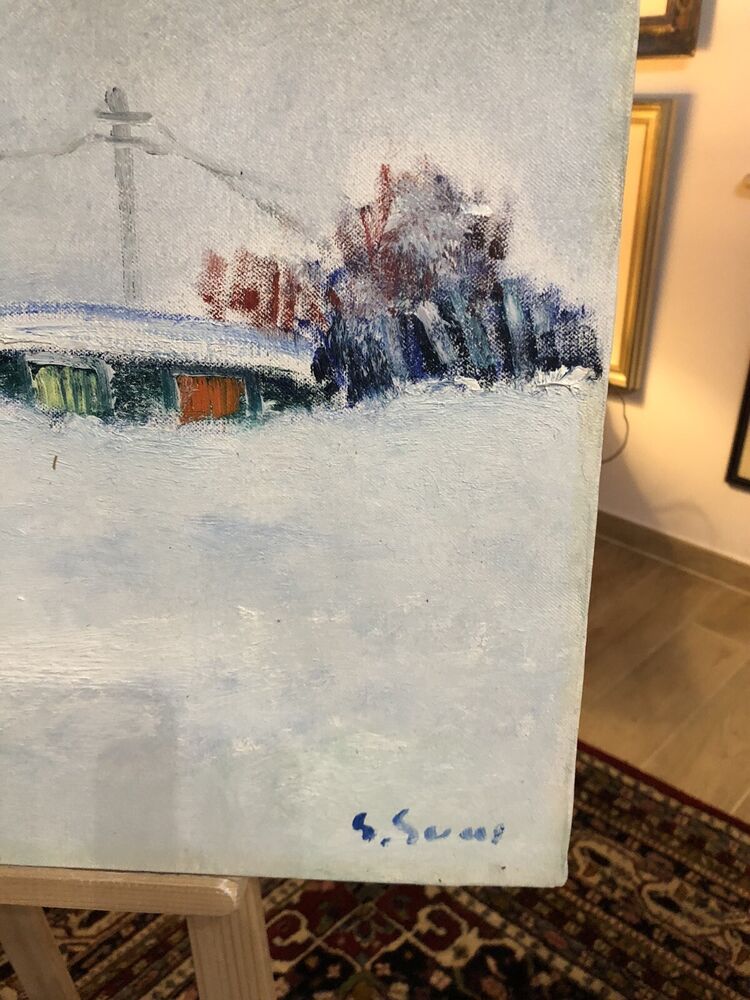 GIUSEPPE SUCCI - OLIO SU TELA 80 x 60 - Paesaggio Innevato