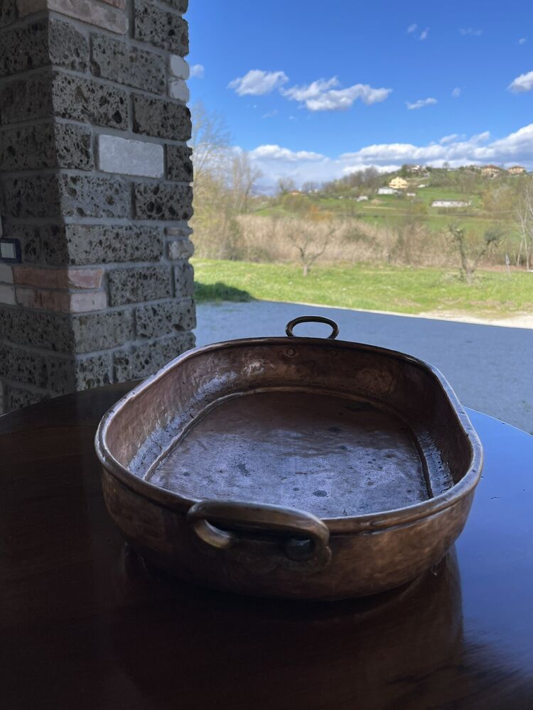 ANTICA TEGLIA IN RAME CON MANICI