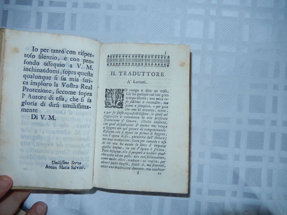 Libro Antico Del 700 - ILIADE D'OMERO