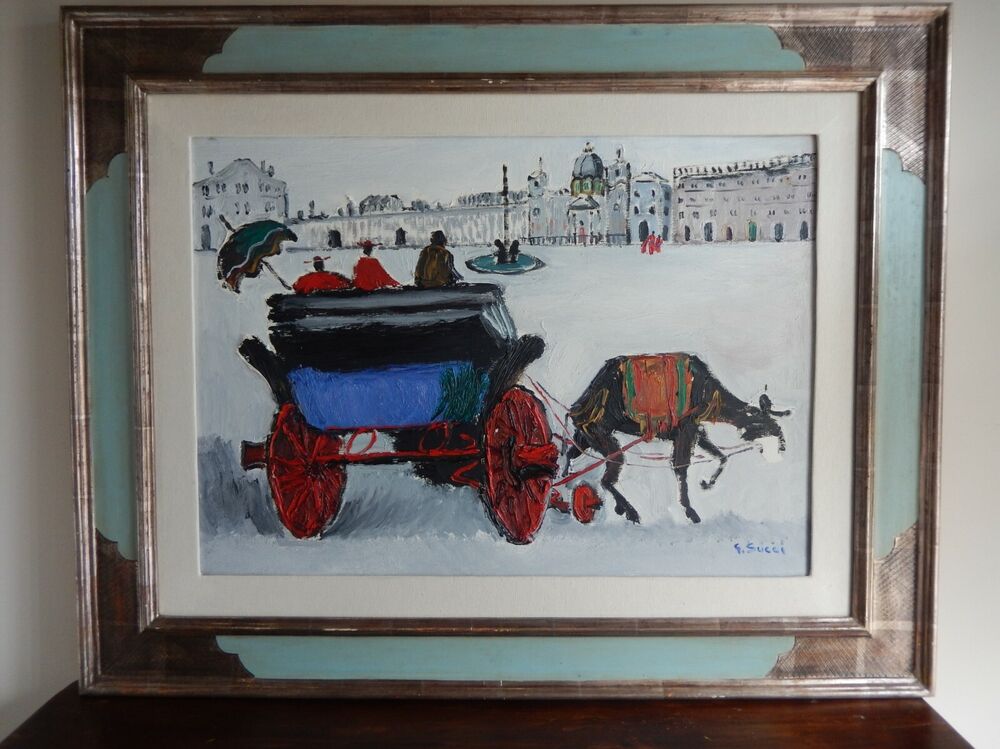 GIUSEPPE SUCCI - OLIO SU TELA 70 x 50 - CARROZZELLE
