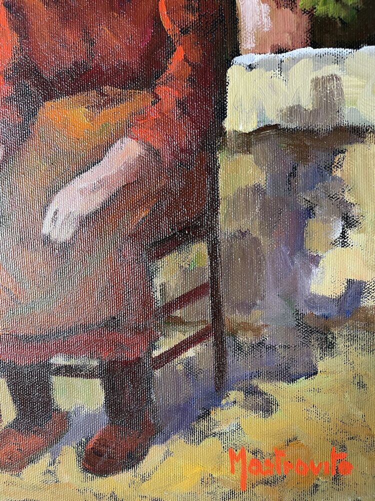 Olio su tela Adolfo Mastrovito (1940-2000) Anziana