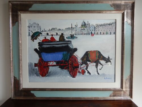 GIUSEPPE SUCCI - OLIO SU TELA 70 x 50 - CARROZZELLE
