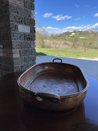 ANTICA TEGLIA IN RAME CON MANICI