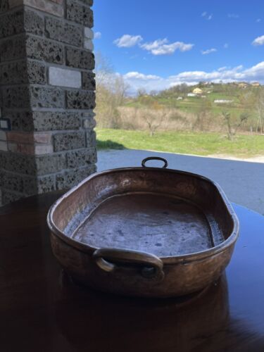 ANTICA TEGLIA IN RAME CON MANICI